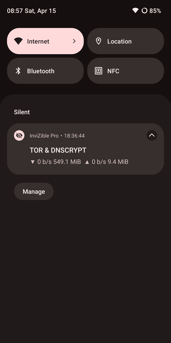 Tor Phone InviZible Pro running