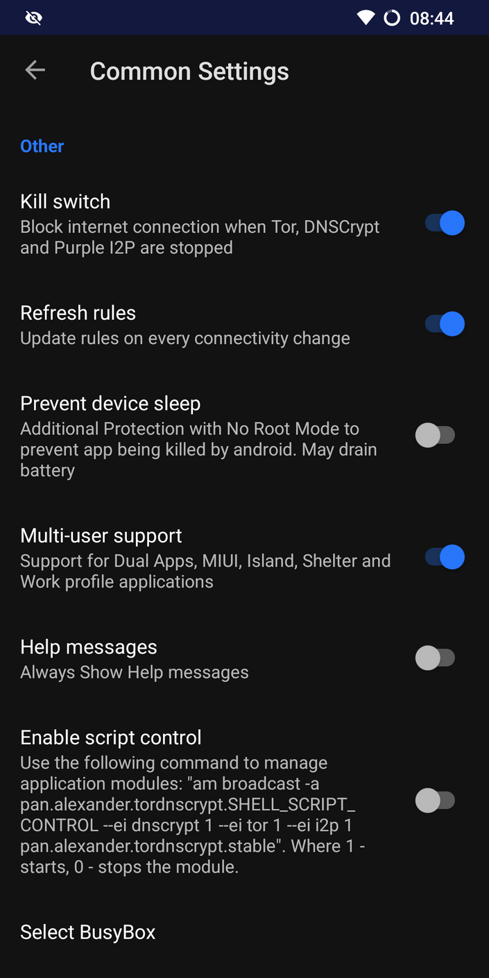 Tor Phone InviZible Pro settings