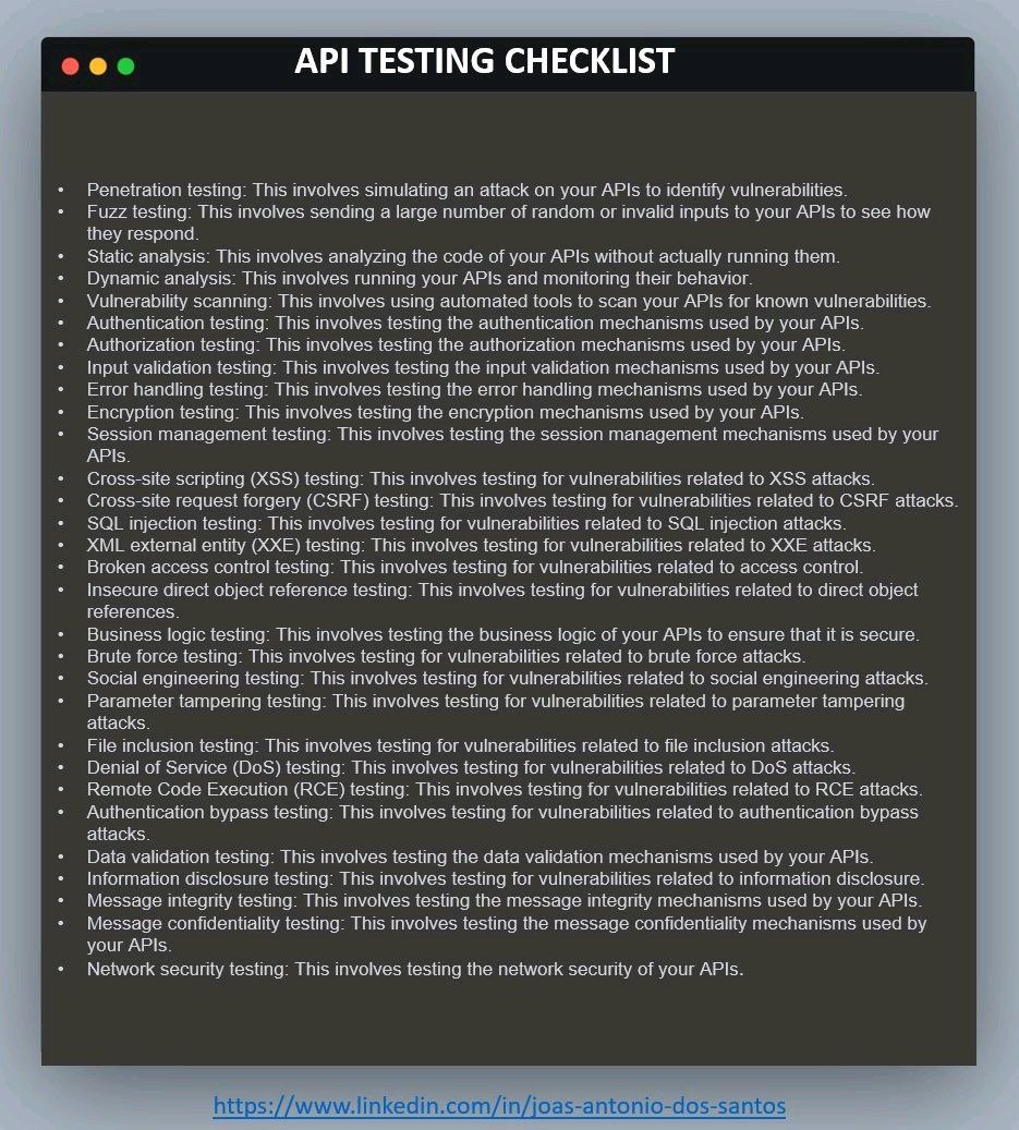 api testing checklist